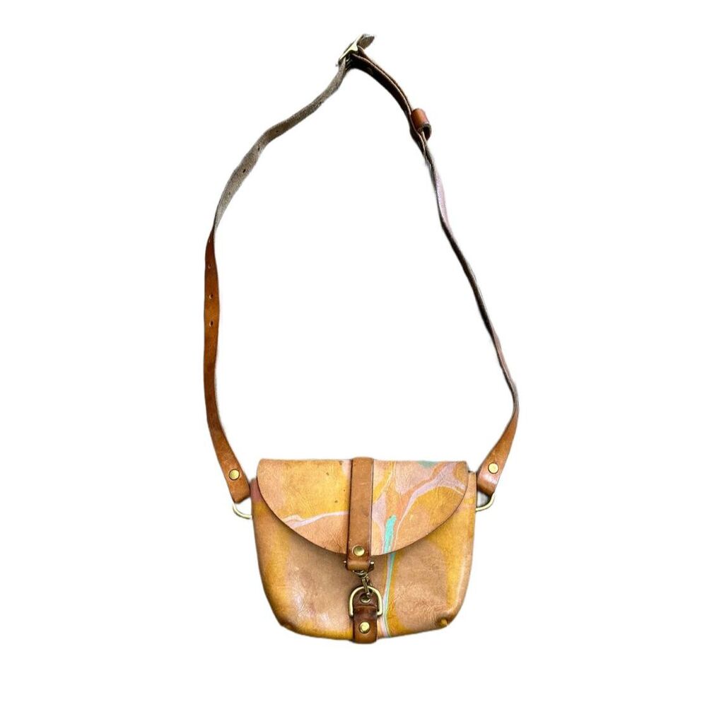 Glad & Young Studio Fanny Pack Crossbody Purse Marbled Multi Color Tan